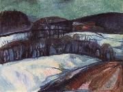 Edvard Munch The red house in the snow oil painting artist